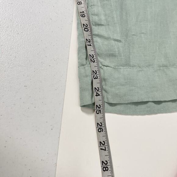 TAHARI 100% Linen Wide Leg Cropped Pull-On Pants Medium Mint Green Beach Resort - Picture 9 of 9